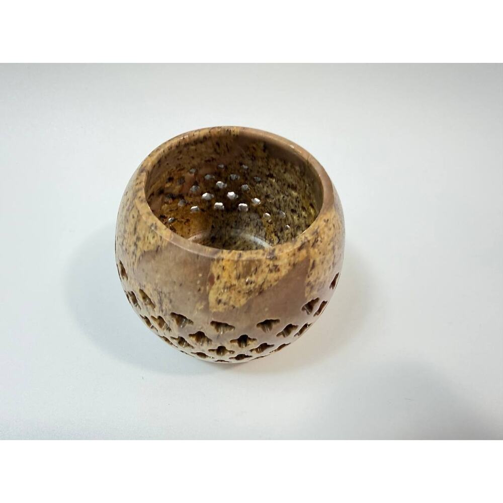 Soap Stone Tealight Candle Holder Carved Stone Roly Poly Decor - Picture 2 of 6